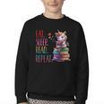 Eat Sleep Read Repeat Unicorn Read Book Reading Lovers Kids Youth Crewneck Sweatshirt