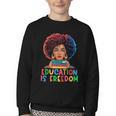 Education Is Freedom History Girl Women Book Lover Youth Crewneck Sweatshirt