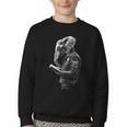 Elephant Holds Book Wriing Motif Animal Artwork Elephant Youth Crewneck Sweatshirt Elephant Holds Book Wriing Motif Animal Artwork Elephant Youth Crewneck Sweatshirt
