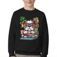 English Bulldog Reading a Book Dog Youth Crewneck Sweatshirt