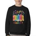 Equality Book LGBTQ Wildflowers Equal Rights Gay Kindness Youth Crewneck Sweatshirt