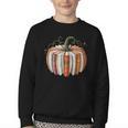 Fall Book Pumpkin Halloween Teacher Librarian Thanksgiving Youth Crewneck Sweatshirt