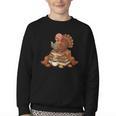 Fall Book Vintage Turkey Thanksgiving Reading Book Lovers Youth Crewneck Sweatshirt Fall Book Vintage Turkey Thanksgiving Reading Book Lovers Youth Crewneck Sweatshirt