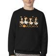 Fall Goose Reading Book Teacher Autumn Pumpkin Cozy Season Youth Crewneck Sweatshirt