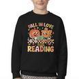 Fall In Love With Reading Autumn Pumpkin Teacher Book Lover Youth Crewneck Sweatshirt