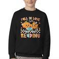 Fall In Love With Reading Thanksgiving Pumpkin Book Lover Youth Crewneck Sweatshirt Fall In Love With Reading Thanksgiving Pumpkin Book Lover Youth Crewneck Sweatshirt