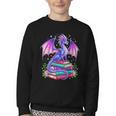 Fantasy Dragon Reading Books Bookworm Youth Crewneck Sweatshirt