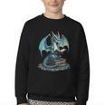 Fantasy Dragon Reading Magical Book Lover Halloween Vibes Youth Crewneck Sweatshirt