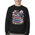 Fantasy Drama Tragedy Cute Cat Book Lover Readers Librarians Youth Crewneck Sweatshirt Fantasy Drama Tragedy Cute Cat Book Lover Readers Librarians Youth Crewneck Sweatshirt