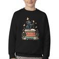 Fantasy Drama Tragedy Reading Lover Book Cat Humor Youth Crewneck Sweatshirt