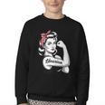 Female Librarian Rosie Riveter Book Guardian Woman Youth Crewneck Sweatshirt Female Librarian Rosie Riveter Book Guardian Woman Youth Crewneck Sweatshirt
