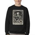 Floral The Reader Tarot Card Skeleton Reading Book Youth Crewneck Sweatshirt Floral The Reader Tarot Card Skeleton Reading Book Youth Crewneck Sweatshirt