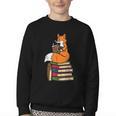 Fox Books Read Reading Librarian America Men Women Kids Youth Crewneck Sweatshirt