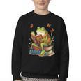 Frog & Toad Fishing Vintage Classic Book Frog Reading Book Youth Crewneck Sweatshirt Frog & Toad Fishing Vintage Classic Book Frog Reading Book Youth Crewneck Sweatshirt