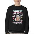 Fueled By Iced Coffee And Books Book Lover Retro Youth Crewneck Sweatshirt Fueled By Iced Coffee And Books Book Lover Retro Youth Crewneck Sweatshirt