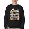 Ghost Book Reading Books Lover Teacher Happy Halloween Youth Crewneck Sweatshirt