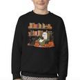 Ghost Library Reading Books Halloween Men Women Kids Youth Crewneck Sweatshirt