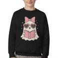 Ghost Reading Book Halloween Cat Lover Youth Crewneck Sweatshirt Ghost Reading Book Halloween Cat Lover Youth Crewneck Sweatshirt