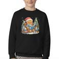 Gingerbread Reading Book Lovers Christmas Bookworm Librarian Youth Crewneck Sweatshirt