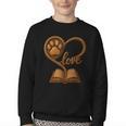 Girl Who Loves Dogs & Books Heart Dog Lover Reader Reeding Youth Crewneck Sweatshirt Girl Who Loves Dogs & Books Heart Dog Lover Reader Reeding Youth Crewneck Sweatshirt