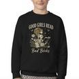 Good Girls Read Bad Books Vintage Skeleton Reader Youth Crewneck Sweatshirt Good Girls Read Bad Books Vintage Skeleton Reader Youth Crewneck Sweatshirt