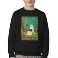 Groovy Ghost Reading Book Cat Halloween Ghost Teacher Youth Crewneck Sweatshirt Groovy Ghost Reading Book Cat Halloween Ghost Teacher Youth Crewneck Sweatshirt