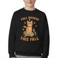 Halloween Fully Booked This Fall Book Ginger Cat Reading Youth Crewneck Sweatshirt