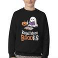 Halloween Teacher Women Cute Reading Ghost Read More Books Youth Crewneck Sweatshirt Halloween Teacher Women Cute Reading Ghost Read More Books Youth Crewneck Sweatshirt