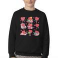 Hearts Reading Book Lovers All Booked For Valentine Youth Crewneck Sweatshirt