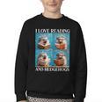 Hedgehog Love Reading And Hedgehogs Child Book Lover Youth Crewneck Sweatshirt Hedgehog Love Reading And Hedgehogs Child Book Lover Youth Crewneck Sweatshirt