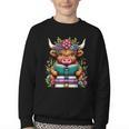 Highland Cow Book Floral Bookworm Youth Crewneck Sweatshirt Highland Cow Book Floral Bookworm Youth Crewneck Sweatshirt