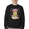 Highland Cow Reading Book Floral Bookworm Youth Crewneck Sweatshirt Highland Cow Reading Book Floral Bookworm Youth Crewneck Sweatshirt