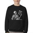 Hilarious Skeleton Holding a Book And Laughing Gothic Youth Crewneck Sweatshirt Hilarious Skeleton Holding a Book And Laughing Gothic Youth Crewneck Sweatshirt