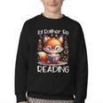 I'd Rather Be Reading Cute Fox Book Lover Reader Bookworm Youth Crewneck Sweatshirt