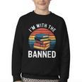 I'm With The Banned Stack Of Books Vintage Sunset Retro Youth Crewneck Sweatshirt