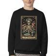 The Introvert Skeleton Tarot Card Coffee Book Lover Youth Crewneck Sweatshirt