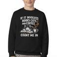 If It Involves Cats Books Coffee Introvert Pet Lover Youth Crewneck Sweatshirt