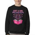 Just A Girl Who Loves Books Butterflies Reading Youth Crewneck Sweatshirt
