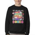Just A Girl Who Loves Books Reading Library Youth Crewneck Sweatshirt
