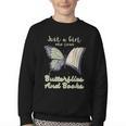 Just a Girl Who Loves Butterflies And Books Butterfly Youth Crewneck Sweatshirt Just a Girl Who Loves Butterflies And Books Butterfly Youth Crewneck Sweatshirt