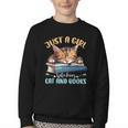 Just a Girl Who Loves Cats And Books Kitties Pet Art Lover Youth Crewneck Sweatshirt Just a Girl Who Loves Cats And Books Kitties Pet Art Lover Youth Crewneck Sweatshirt
