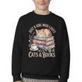 Just A Girl Who Loves Cats And Books Reading Librarian Youth Crewneck Sweatshirt