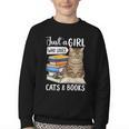 Just a Girl Who Loves Cats And Books Youth Crewneck Sweatshirt