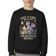 Just a Girl Who Loves Cute Dragons And Books Youth Crewneck Sweatshirt