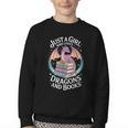 Just A Girl Who Loves Dragons And Books Fantasy Reader Youth Crewneck Sweatshirt Just A Girl Who Loves Dragons And Books Fantasy Reader Youth Crewneck Sweatshirt