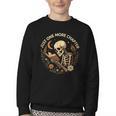 Just One More Chapter Book Lover Bookish Reading Skeleton Youth Crewneck Sweatshirt