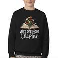 Just One More Chapter Floral Book Reading Girl Bookworm Youth Crewneck Sweatshirt