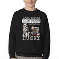 I Just Want To Read Books And Pet My Husky Dog Youth Crewneck Sweatshirt
