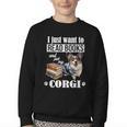 Kids Read Books & Pet My Blue Merle Corgi Lover Youth Crewneck Sweatshirt