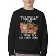 Knitting Reading Books Drinking Tea Knitter Knit Youth Crewneck Sweatshirt